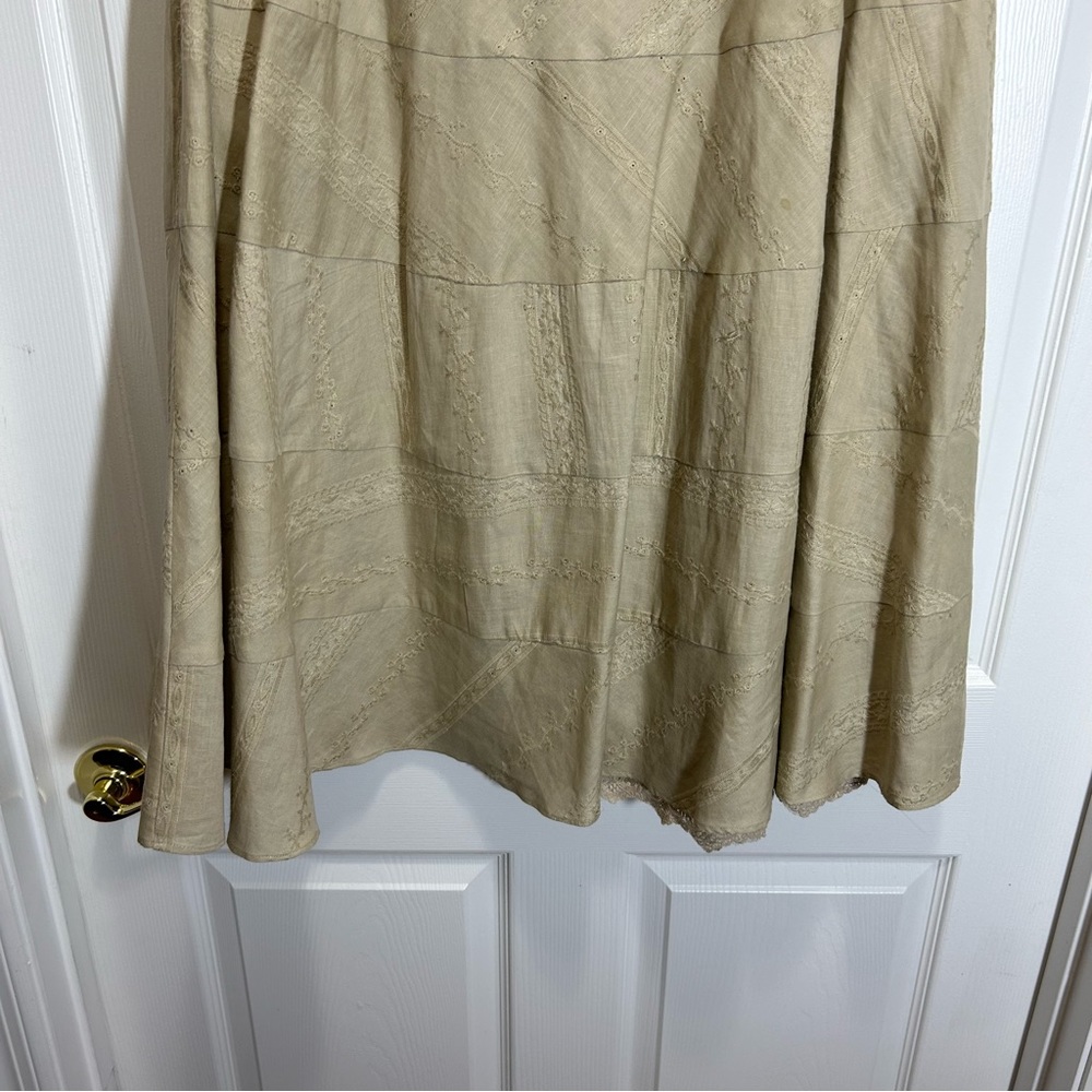 Coldwater Creek Tan Linen Cotton Skirt Size PMD - Picture 6 of 10